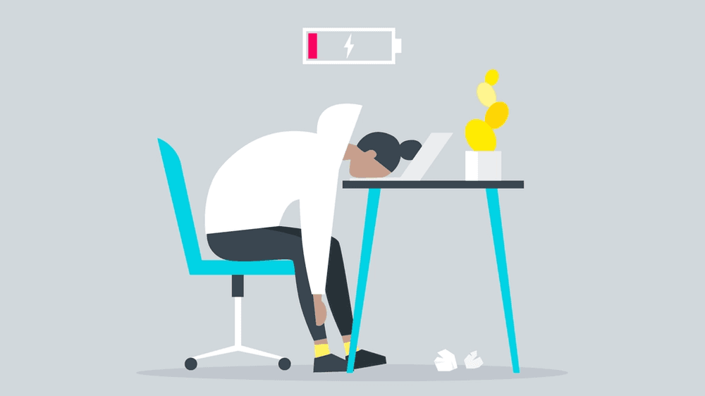 Illustration of a woman experiencing burnout