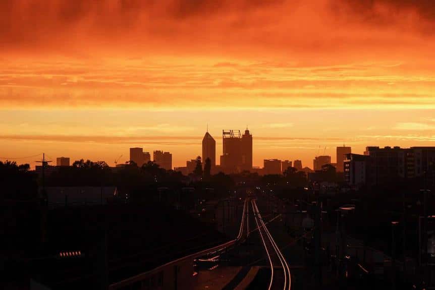 Perth city skyline in the evening